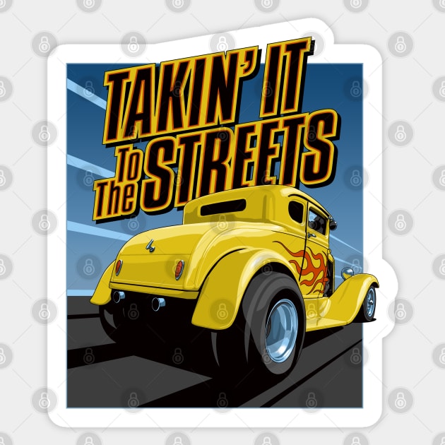 Takin' it to the streets - yellow Sticker by candcretro
